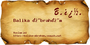 Balika Ábrahám névjegykártya